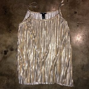 H&M Gold Metallic Accordion Pleat Top